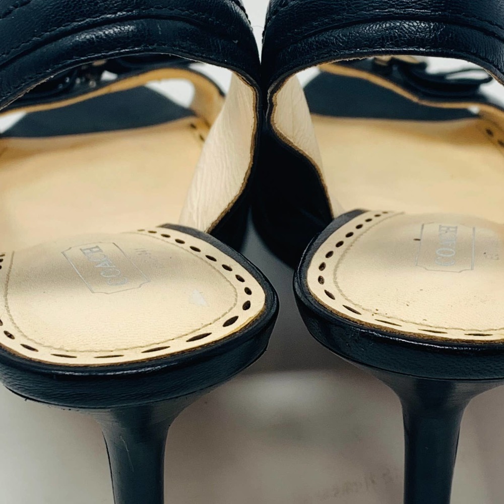 Coach Miranda Black Leather Open Toe Sling Back Buckle Sandals Heels Size 8.5 B - Picture 9 of 9